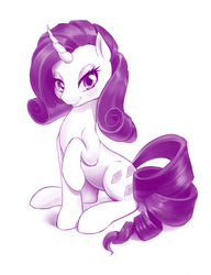 Size: 768x1000 | Tagged: safe, artist:dstears, rarity, g4, female, looking at you, monochrome, raised hoof, simple background, smiling, solo, white background