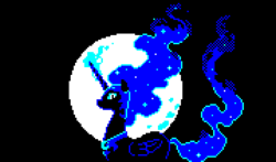 Size: 360x212 | Tagged: safe, artist:regnsloja, nightmare moon, g4, female, moon, pixel art, solo