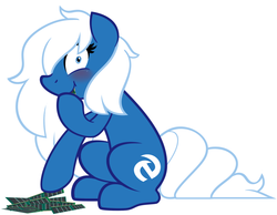 Size: 1280x993 | Tagged: safe, artist:furrgroup, oc, oc only, oc:edge, pony, :t, blushing, browser ponies, eating, looking at you, microsoft edge, ram, random access memory, simple background, smiling, solo, white background, wide eyes