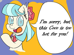 Size: 1690x1281 | Tagged: artist needed, safe, coco pommel, g4, informal roman, meme, pun, rejection, shipping denied, speech bubble, talking