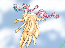 Size: 3000x2200 | Tagged: safe, artist:diaxmine, artist:immagoddampony, fluttershy, seabreeze, breezie, g4, female, flying, high res, male