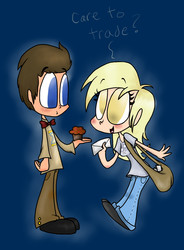 Size: 1200x1630 | Tagged: safe, artist:mcnuggyy, derpy hooves, doctor whooves, time turner, human, g4, cute, david tennant, doctor who, food, humanized, letter, muffin