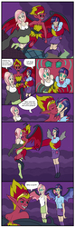 Size: 3508x10512 | Tagged: safe, artist:darkchaosblack, fluttershy, sunset shimmer, twilight sparkle, demon, equestria girls, g4, absurd resolution, adventure in the comments, bad end, comic, comic sans, crown, demon wings, dialogue, element of magic, female, human coloration, humanized, hypno eyes, hypnosis, jewelry, kiss on the lips, kissing, lesbian, light skin, magic, misspelling, polyamory, regalia, ship:sunsetsparkle, ship:sunshyne, shipping, speech bubble, sunset satan, sunsetsparkleshy, transformation, twishyset, wings