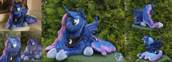 Size: 2747x1000 | Tagged: dead source, safe, artist:essorille, princess luna, g4, irl, life size, photo, plushie, prone, solo