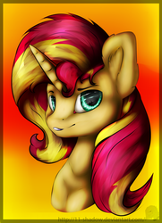 Size: 1265x1745 | Tagged: safe, artist:11-shadow, sunset shimmer, pony, unicorn, g4, ear fluff, female, portrait, solo