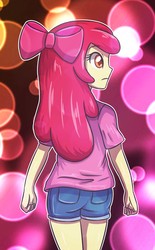 Size: 2157x3472 | Tagged: safe, artist:sumin6301, apple bloom, equestria girls, g4, ass, butt, clothes, female, high res, looking back, shirt, shorts, solo