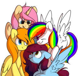 Size: 1024x1000 | Tagged: safe, artist:starlyfly, oc, oc only, pegasus, pony, unicorn, tongue out