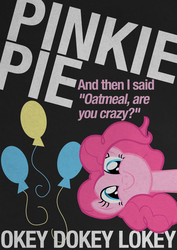 Size: 2480x3508 | Tagged: safe, artist:skeptic-mousey, pinkie pie, g4, female, poster, quote, solo, typography