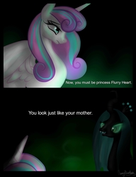 Size: 2300x3000 | Tagged: safe, artist:marylinnblack, princess flurry heart, queen chrysalis, alicorn, changeling, changeling queen, pony, g4, comic, female, future, high res, older, older flurry heart