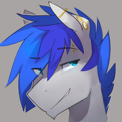 Size: 3000x3000 | Tagged: dead source, safe, artist:glacierponi, oc, oc only, oc:turquoise, avatar, eyebrow piercing, gauges, high res, piercing, portrait, smiling, smug, solo