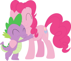 Size: 3571x3047 | Tagged: safe, artist:porygon2z, pinkie pie, spike, g4, cute, female, high res, hug, male, ship:pinkiespike, shipping, simple background, straight, transparent background, vector