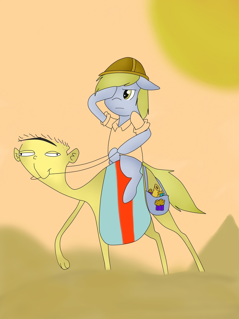 #1192786 - safe, artist:marmerso, derpy hooves, camel, pegasus, pony ...