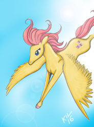 Size: 3303x4496 | Tagged: safe, artist:koku-chan, fluttershy, g4, female, flying, signature, solo