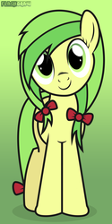 Size: 3000x6000 | Tagged: safe, artist:flash-draw, apple fritter, pony, g4, apple family member, female, gradient background, hair bow, solo, vector