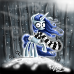 Size: 2126x2126 | Tagged: safe, artist:deathcutlet, oc, oc only, pony, unicorn, clothes, corpse bride, female, mare, scarf, solo, style emulation, tim burton