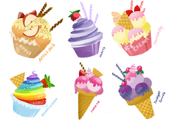 Size: 1791x1272 | Tagged: safe, artist:schwarz-one, applejack, fluttershy, pinkie pie, rainbow dash, rarity, twilight sparkle, g4, food, ice cream, ice cream cone, mane six