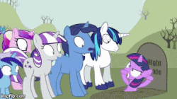 Size: 360x202 | Tagged: safe, artist:toucanldm, minuette, night light, princess cadance, shining armor, twilight sparkle, twilight velvet, pony, unicorn, g4, angry, animated, filly, filly twilight sparkle, gravestone, graveyard, rise from your grave, shocked, youtube link
