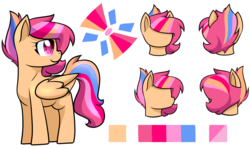 Size: 2496x1476 | Tagged: safe, artist:cloureed, oc, oc only, oc:sherbert skyes, pegasus, pony, looking back, reference sheet, simple background, smolpone, solo, transparent background