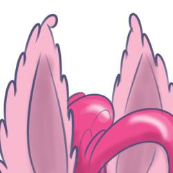 Size: 512x512 | Tagged: safe, artist:heir-of-rick, pinkie pie, g4, ambiguous gender, ask, ears, impossibly large ears, simple background, solo, transparent background, tumblr