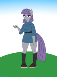 Size: 1350x1800 | Tagged: safe, artist:mofetafrombrooklyn, boulder (g4), maud pie, earth pony, anthro, g4, female, solo