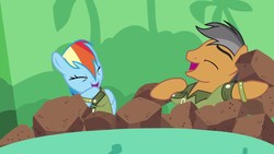 Size: 1920x1080 | Tagged: safe, screencap, quibble pants, rainbow dash, earth pony, pegasus, pony, g4, stranger than fan fiction, ball pit, duo, female, male, mare, stallion