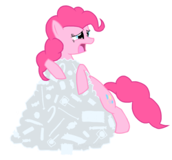 Size: 983x916 | Tagged: safe, artist:heireau, pinkie pie, earth pony, pony, g4, candy, female, food, greatest fear, mare, out of character, simple background, solo, transparent background