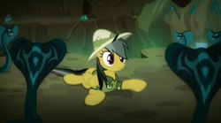 Size: 1653x922 | Tagged: safe, screencap, daring do, cobra, pegasus, pony, snake, g4, stranger than fan fiction, clothes, female, hat, mare, pith helmet, shirt