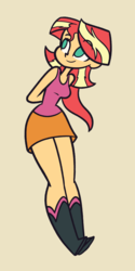 Size: 750x1500 | Tagged: safe, artist:khuzang, sunset shimmer, equestria girls, g4, boots, clothes, cute, female, legs, miniskirt, shimmerbetes, skirt, solo, tank top