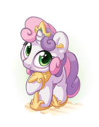 Size: 1100x1400 | Tagged: safe, artist:bobdude0, sweetie belle, pony, unicorn, g4, blushing, cute, diasweetes, female, filly, jewelry, looking at you, regalia, simple background, smiling, solo