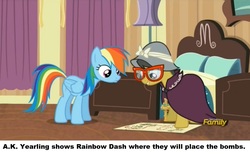 Size: 1238x765 | Tagged: safe, edit, edited screencap, screencap, a.k. yearling, daring do, rainbow dash, g4, stranger than fan fiction, discovery family logo, ponestrip