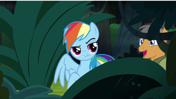 Size: 1912x1080 | Tagged: safe, screencap, quibble pants, rainbow dash, earth pony, pegasus, pony, g4, stranger than fan fiction, female, male, mare, stallion, wings