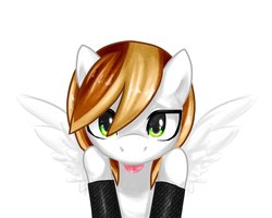 Size: 1280x1024 | Tagged: artist needed, safe, oc, oc only, oc:coffee cream, pegasus, pony, clothes, gloves, solo, spread wings, tongue out