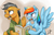 Size: 1300x841 | Tagged: safe, artist:silfoe, quibble pants, rainbow dash, earth pony, pegasus, pony, g4, my little pony: friendship is magic, stranger than fan fiction, angry, argument, blushing, book, clothes, duo, female, frown, glare, male, mare, open mouth, pointing, spread wings, stallion, that was fast, underhoof