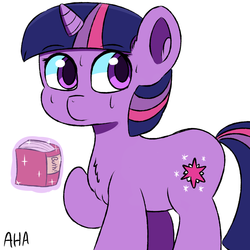 Size: 1600x1600 | Tagged: safe, artist:an-honest-appul, twilight sparkle, g4, book, butts, chest fluff, ear fluff, female, filly, filly twilight sparkle, magic, solo, sweat, telekinesis