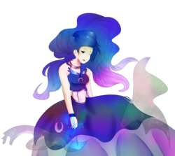 Size: 4100x3650 | Tagged: safe, artist:respectful-wishes, princess luna, human, g4, clothes, female, humanized, lipstick, midriff, one eye closed, simple background, skirt, solo, top, transparent background, wink