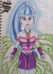 Size: 1158x1605 | Tagged: safe, artist:emichaca, sonata dusk, equestria girls, g4, female, looking at you, solo, traditional art