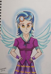 Size: 1158x1663 | Tagged: safe, artist:emichaca, indigo zap, equestria girls, g4, clothes, crystal prep academy uniform, school uniform, traditional art