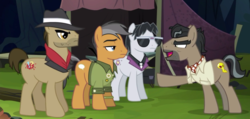 Size: 1864x886 | Tagged: safe, screencap, biff, doctor caballeron, quibble pants, withers, earth pony, pony, g4, stranger than fan fiction, henchmen, male, stallion, the shadow