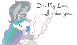 Size: 1160x688 | Tagged: safe, artist:sapphireartemis, king sombra, princess celestia, ghost, g4, female, good king sombra, male, sad, ship:celestibra, shipping, straight