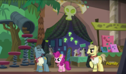 Size: 1839x1080 | Tagged: safe, screencap, doctor caballeron, strawberry parchment, pony, g4, stranger than fan fiction, ancient artifact, discovery family logo, male, stallion, unnamed character, unnamed pony