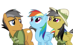 Size: 3846x2399 | Tagged: safe, artist:pinkgurl19912, daring do, quibble pants, rainbow dash, g4, stranger than fan fiction, high res, simple background, transparent background