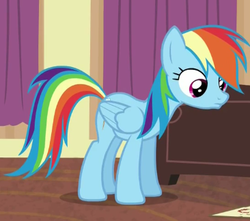 Size: 366x323 | Tagged: safe, screencap, rainbow dash, pony, g4, stranger than fan fiction, cute, female, mare, pouting, solo