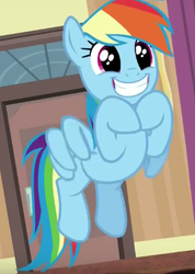 Size: 302x424 | Tagged: safe, screencap, rainbow dash, pegasus, pony, g4, stranger than fan fiction, cute, dashabetes, female, happy, mare, smiling, solo, squee, wide eyes