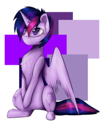 Size: 1587x1863 | Tagged: safe, artist:11-shadow, twilight sparkle, alicorn, pony, g4, abstract background, alternate hairstyle, chest fluff, female, simple background, sitting, solo, transparent background, twilight sparkle (alicorn)