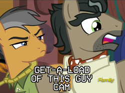 Size: 1438x1078 | Tagged: safe, edit, edited screencap, screencap, doctor caballeron, quibble pants, earth pony, pony, g4, stranger than fan fiction, discovery family logo, get a load of this guy, image macro, male, meme, stallion, wayne's world