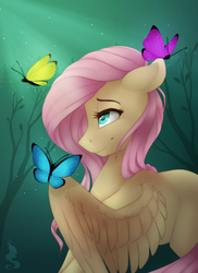 Size: 800x1100 | Tagged: safe, artist:silentwulv, fluttershy, butterfly, g4, female, solo