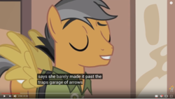 Size: 1276x720 | Tagged: safe, screencap, quibble pants, pony, g4, my little pony: friendship is magic, stranger than fan fiction, meme, youtube caption