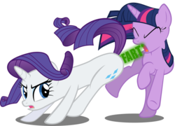 Size: 800x576 | Tagged: safe, edit, rarity, twilight sparkle, g4, fart, fart noise, onomatopoeia, op is a duck, op is trying to start shit, sound effects