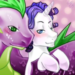 Size: 500x500 | Tagged: safe, artist:ayuuu0908, rarity, spike, g4, barb, elusive, rule 63, ship:sparity, shipping