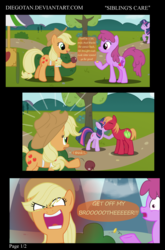 Size: 1650x2500 | Tagged: safe, artist:diegotan, applejack, berry punch, berryshine, big macintosh, twilight sparkle, earth pony, pony, g4, comic, f.r.i.e.n.d.s, male, ship:twimac, shipping, stallion, straight